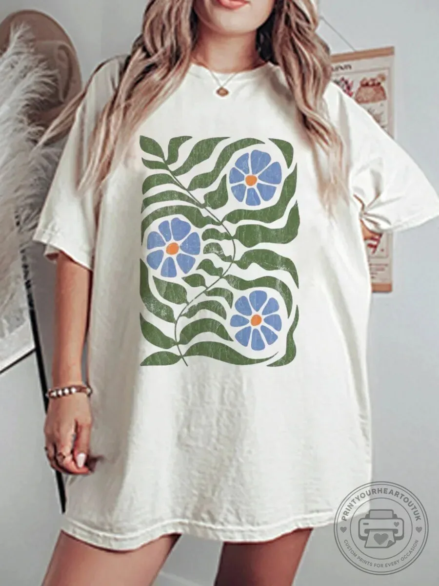 Vintage Boho Floral Oversized Graphic T-Shirt