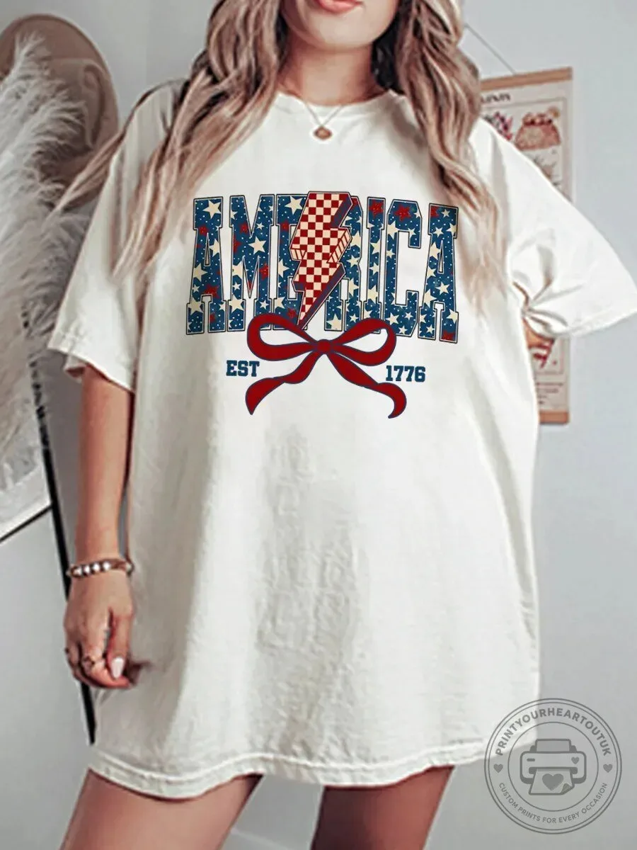 Vintage America Established 1776 Patriotic Graphic T-Shirt