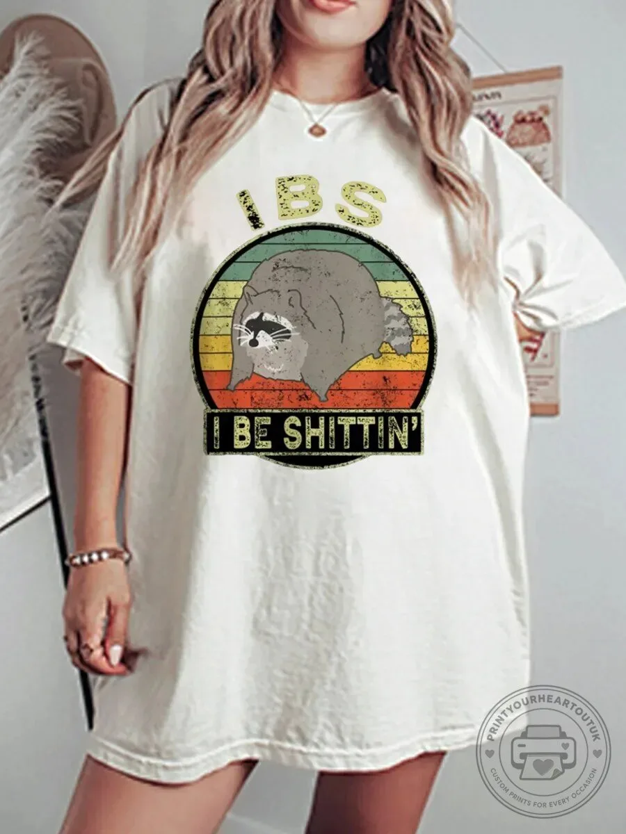 Funny Raccoon I Be Shittin' Vintage Sunset Graphic T-Shirt