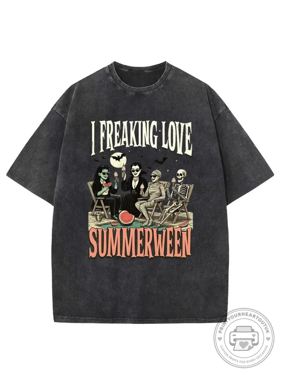 I Freaking Love Summerween Vintage Washed Oversized T-Shirt